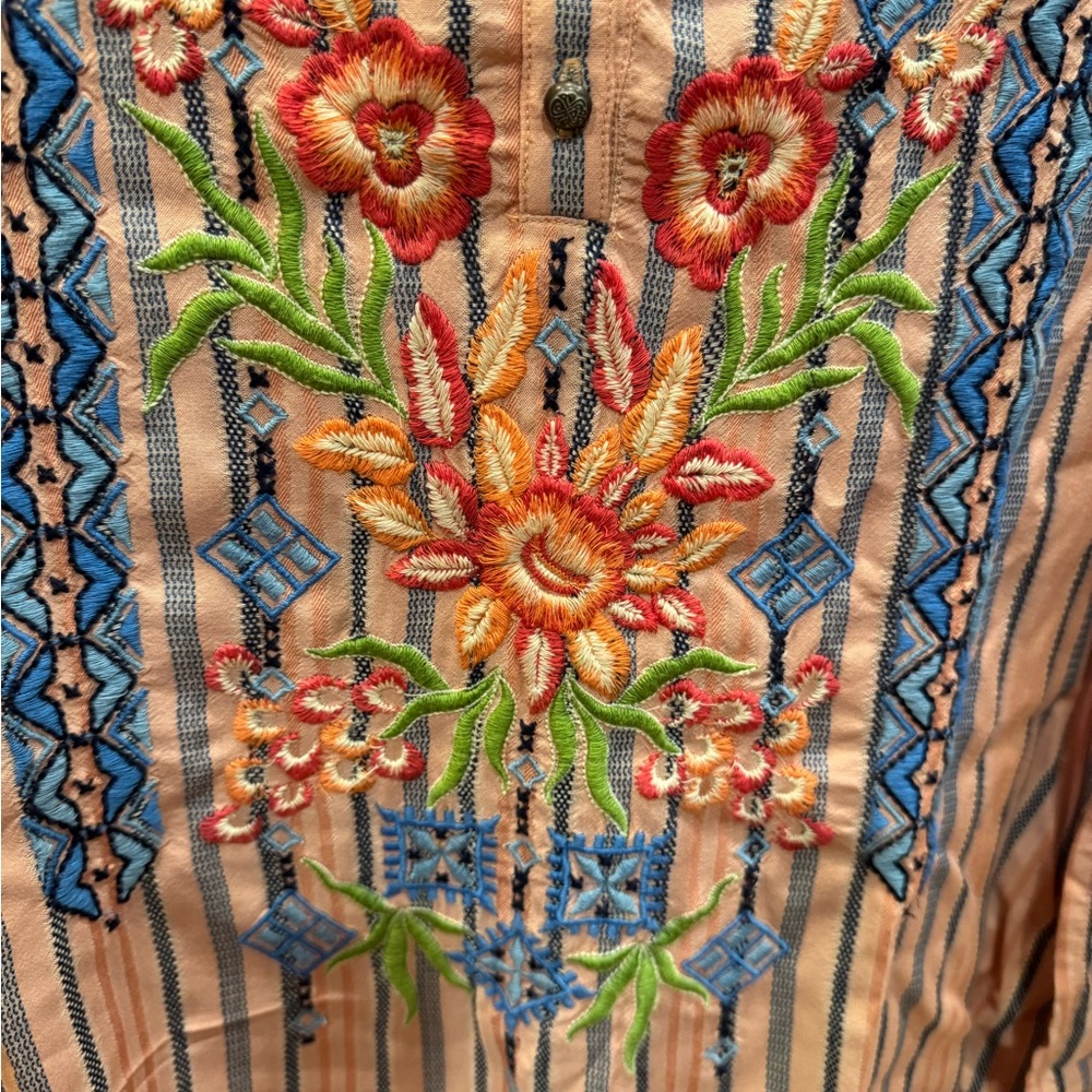 Aratta Pink and Blue Embroidered Blouse - Picture 2 of 9